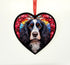 Cocker Spaniel Black & White Stained Glass Effect Heart Suncatcher